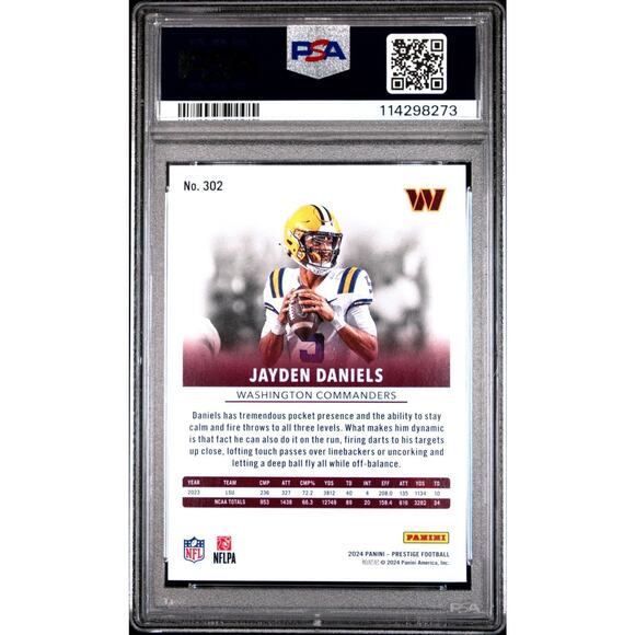 2024 Panini Prestige Jayden Daniels #302 PSA 10 GEM MINT ROOKIE RC Card - Picture 3 of 3